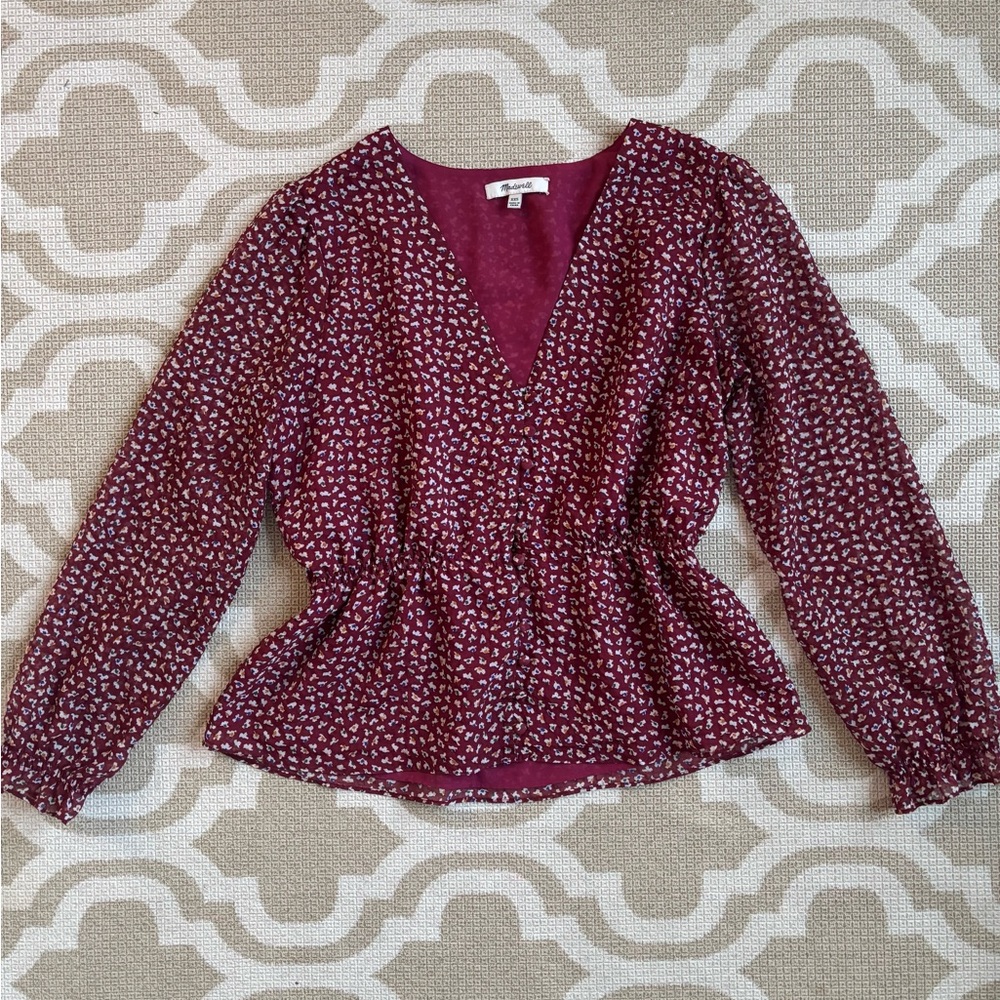 Madewell Burgundy Patterned Blouse
